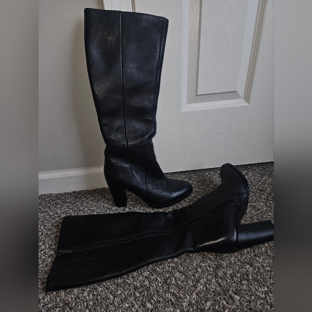 Pierre Cardin Black Tall Knee Boots with Block Heel